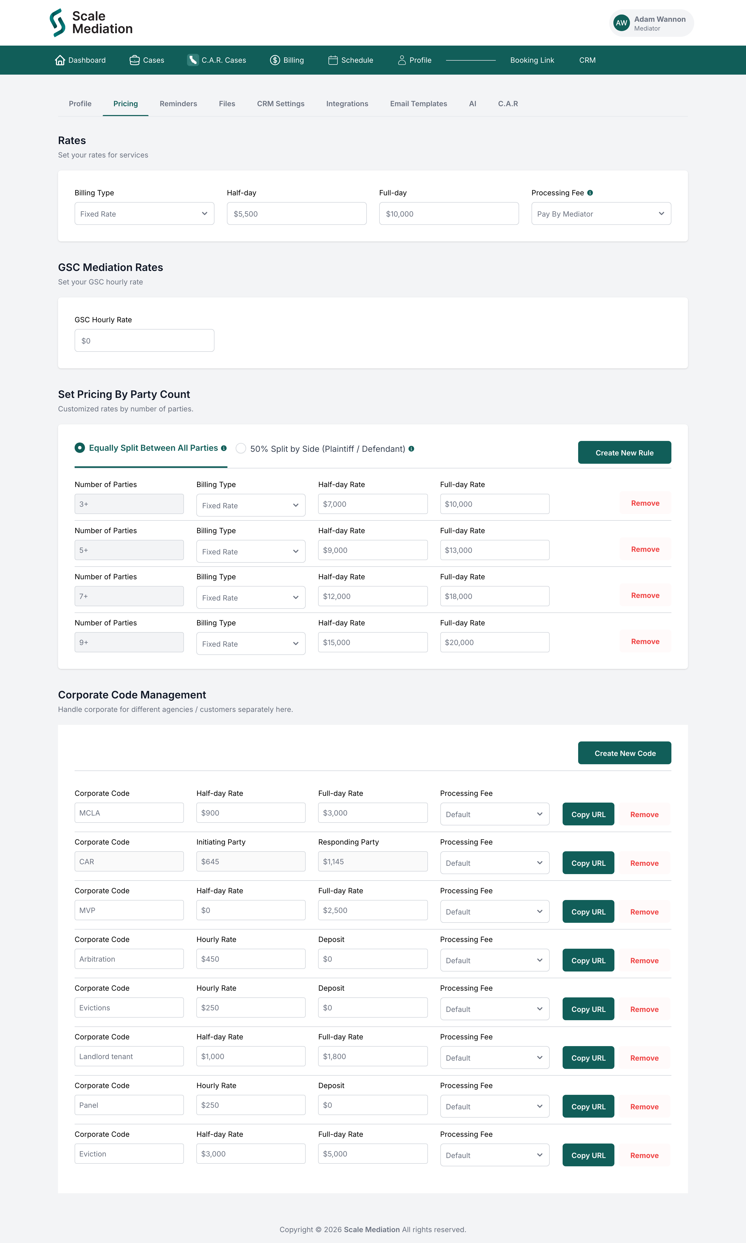 Account → Pricing