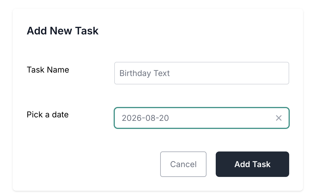 Add New Task — a one-off task