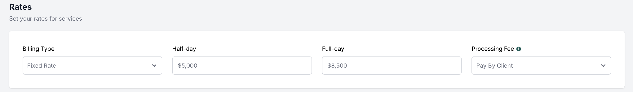 Fixed Rate settings
