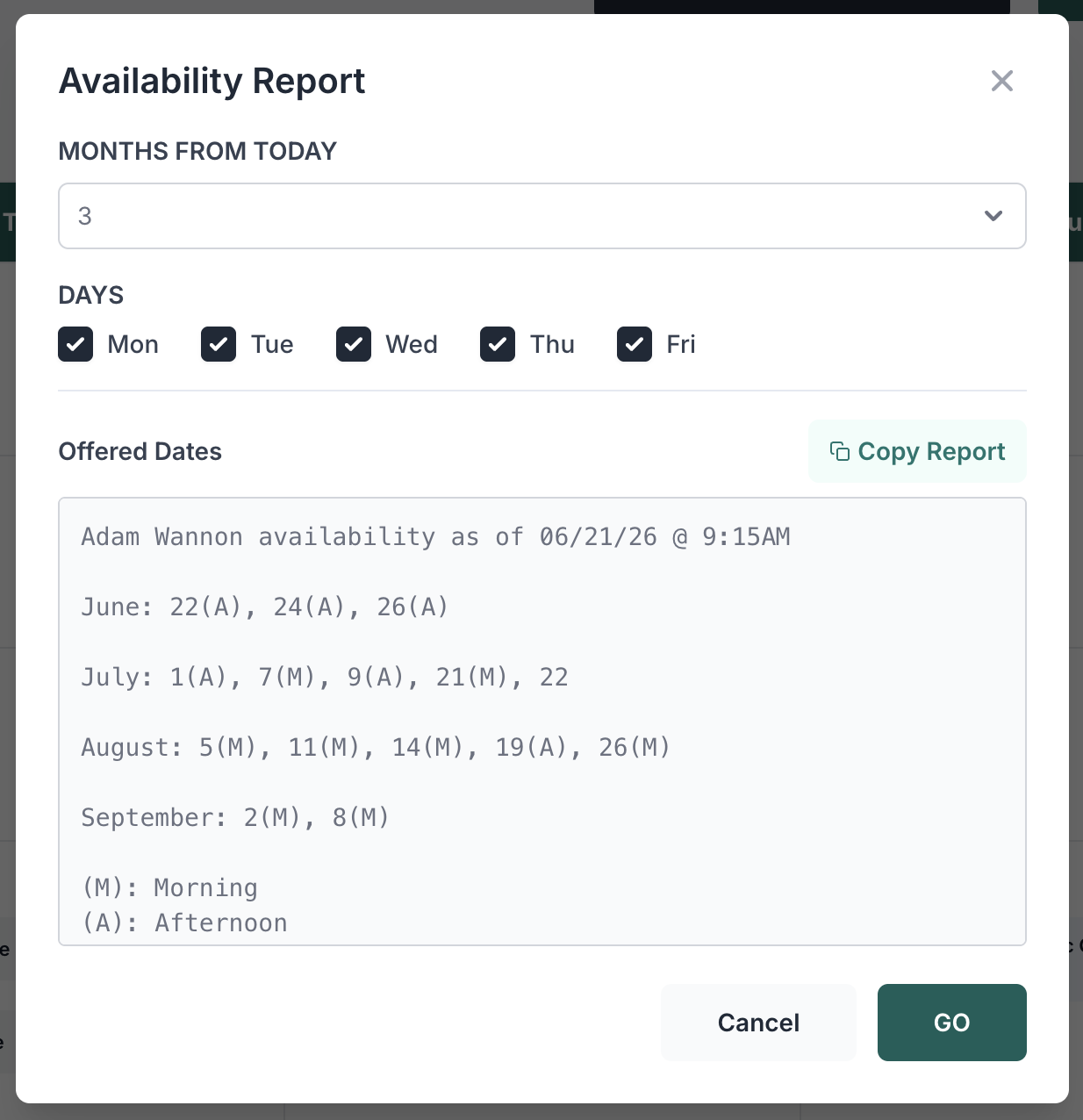 Availability Report