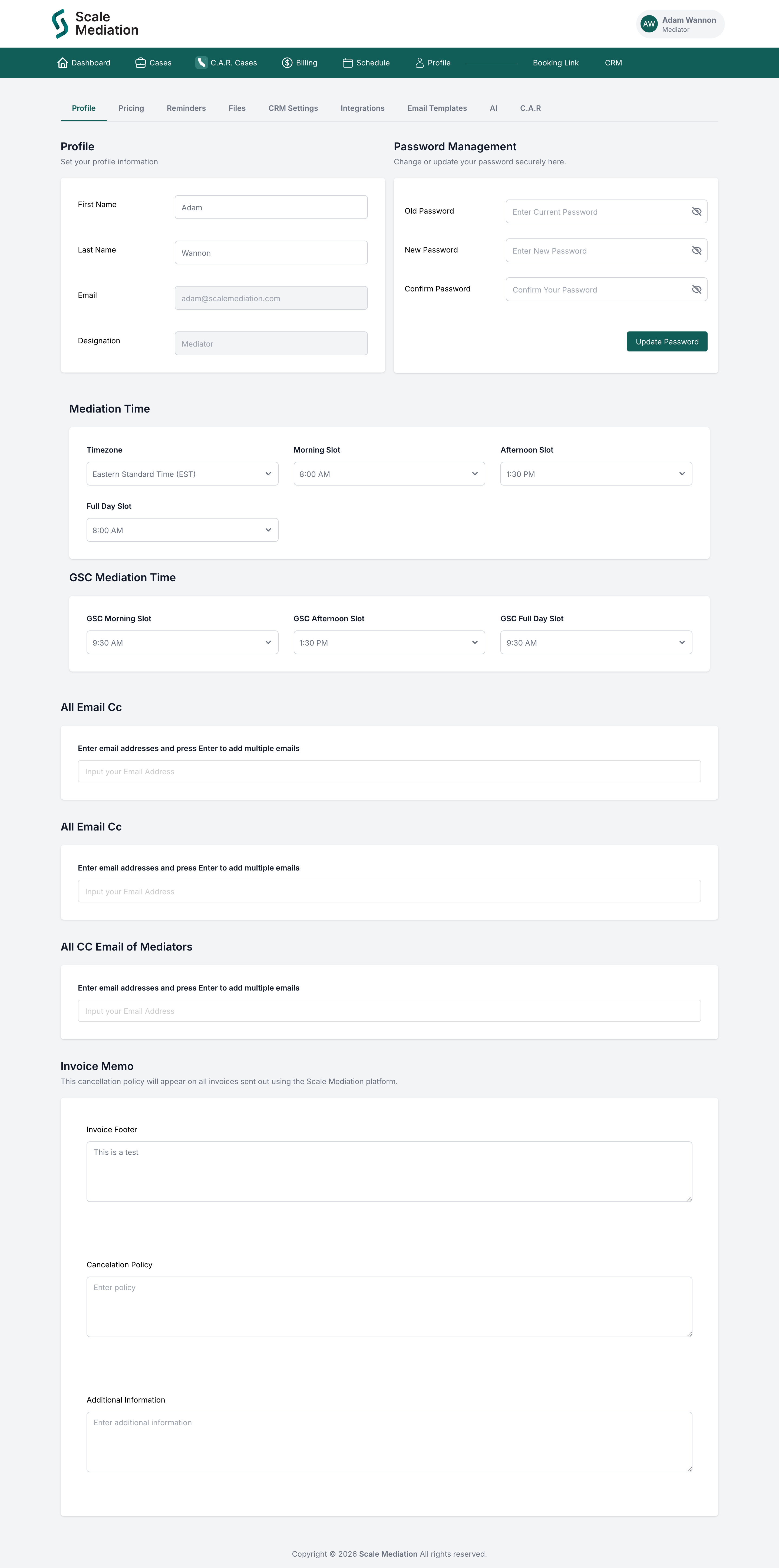 Account profile