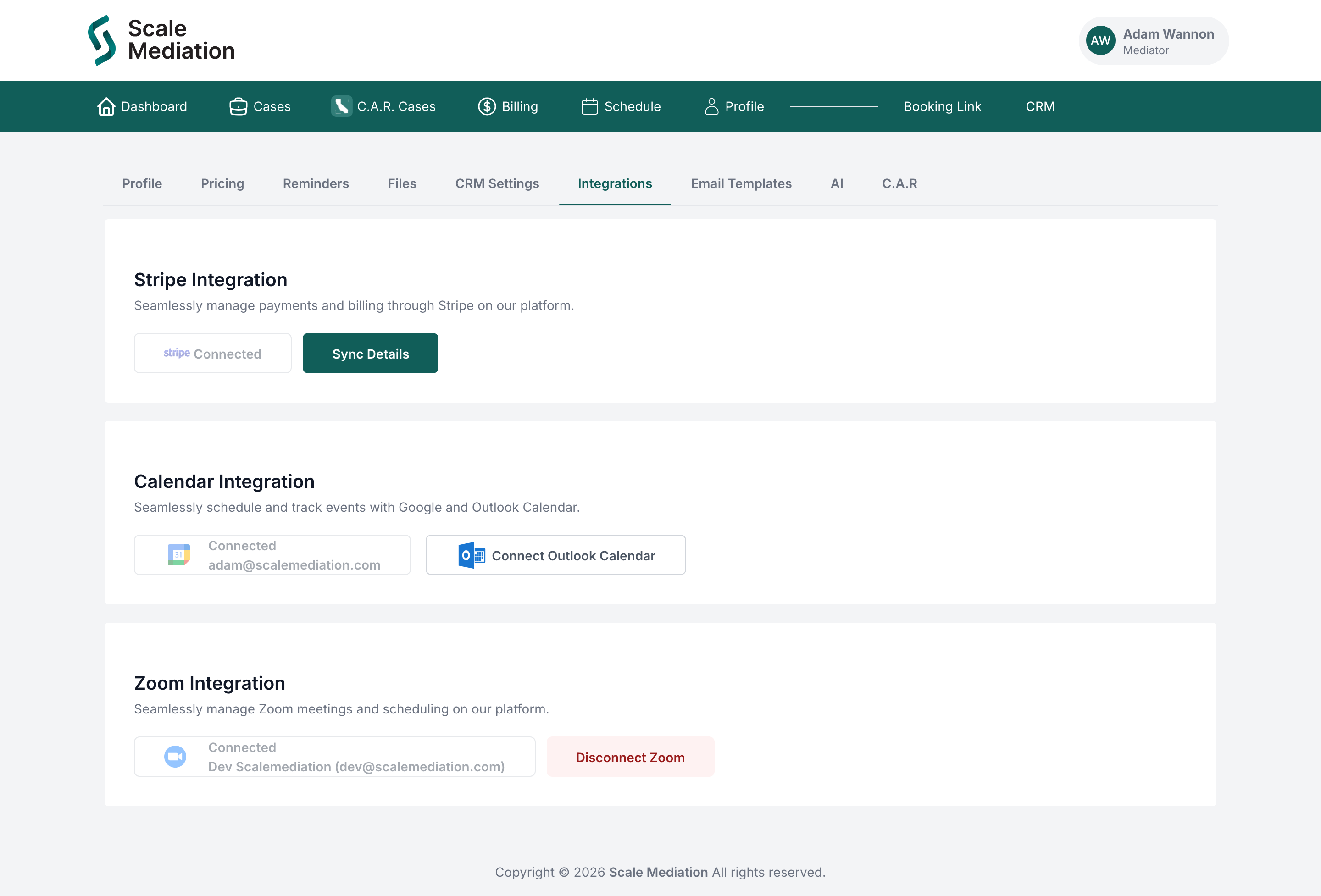 Integrations once connected